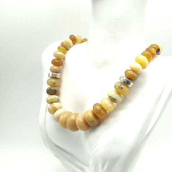 Jay King DTR 925 Necklace Sterling Graduated Yellow Jasper Rondelle Beads - Picture 3 of 16